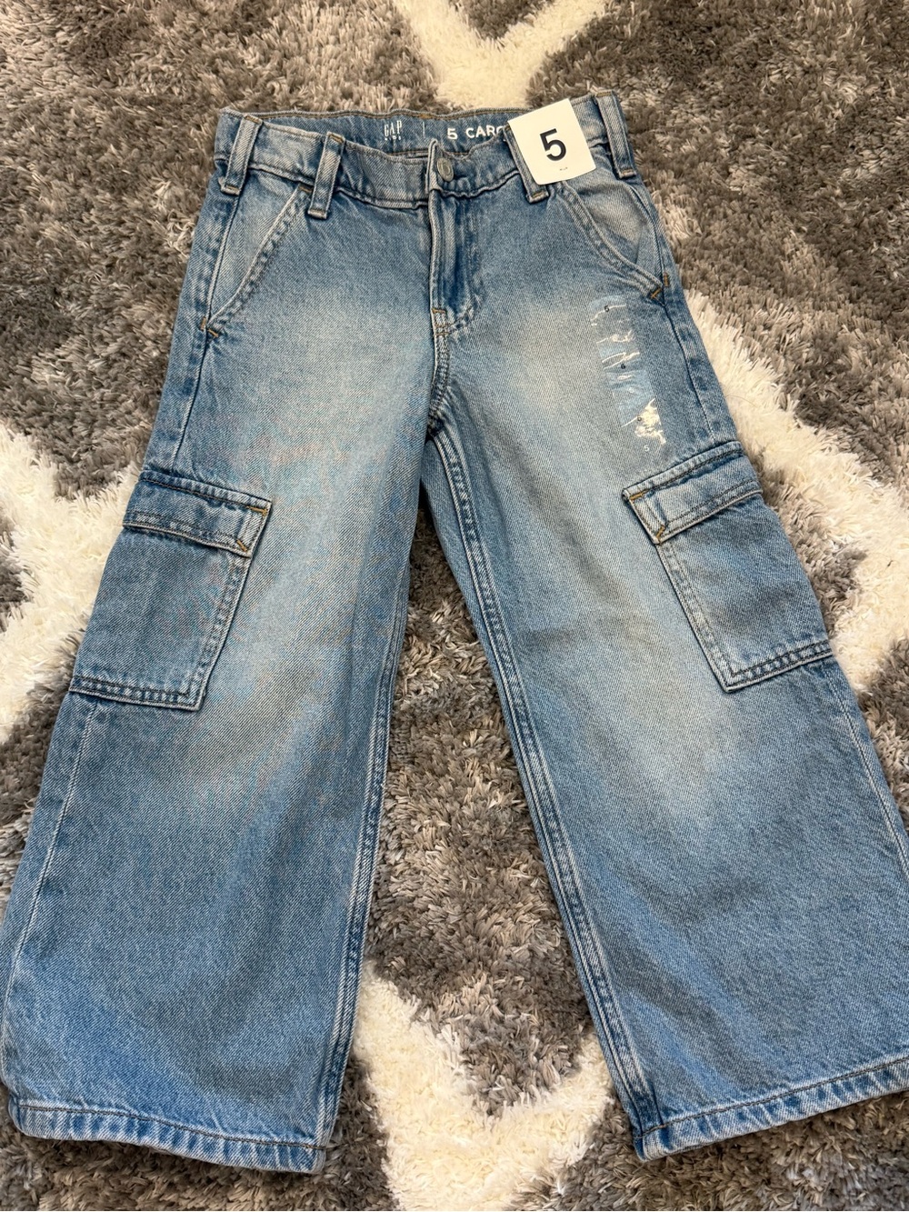 GAP Girls Relaxed Light Blue Cargo Jeans